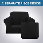 H.VERSAILTEX 2 Piece Stretch Stylish Furniture Cover/Protector Chair Covers for Living Room Soft with Elastic Bottom for Kids, Spandex Jacquard Fabric Small Checks(Chair, Black)