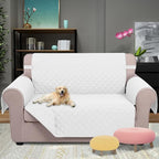 U-NICE HOME Loveseat Sofa Cover Reversible Couch Cover for Dogs with Elastic Straps Water Resistant Furniture Protector for Pets Couch Cover for 2 Cushion Couch (Loveseat, White/White)
