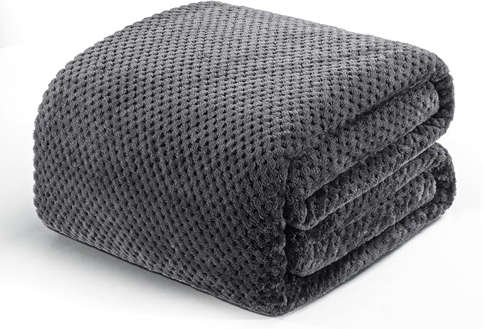 Exclusivo Mezcla Soft Waffle Fleece Bed Blanket Twin XL Size, Gray
