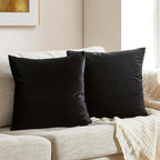 GIGIZAZA Black Velvet Pillow Covers 20x20,Decorative Square Throw Pillows Modern Covers Big Solid Living Room Pillow Cases for Couch Pack of 2