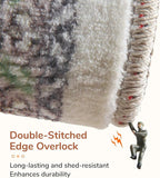 OPPODREAM Soft Throw Rugs 2x3, Small Washable Entryway Rugs 2 x 3 with Non Slip Backing, Low-Pile Faux Cashmere 2 x 3 Carpet, Purple & Green & Cream
