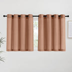 NICETOWN Terracotta Linen Kitchen Curtains 36 inch Length, Decorative Thick Flax Small Window Treatments Privacy Assured with Light Filtering for Bedroom/Bathroom, W55 x L36, 2 Panels