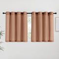 NICETOWN Terracotta Linen Kitchen Curtains 36 inch Length, Decorative Thick Flax Small Window Treatments Privacy Assured with Light Filtering for Bedroom/Bathroom, W55 x L36, 2 Panels