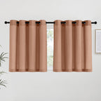 NICETOWN Terracotta Linen Kitchen Curtains 36 inch Length, Decorative Thick Flax Small Window Treatments Privacy Assured with Light Filtering for Bedroom/Bathroom, W55 x L36, 2 Panels