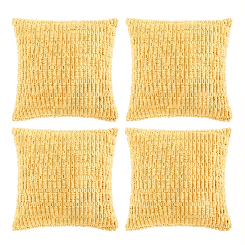 Fancy Homi 4 Packs Decorative Throw Pillow Covers for Living Room Couch Bed, Modern Farmhouse Boho Home Décor Accent Cushion Case, 22" x 22", Yellow