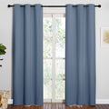 NICETOWN Triple Weave Thermal Insulated Ring Top Blackout Window Curtains for Guest Room (Stone Blue, Double Panels, 42 inches x 84 inches)