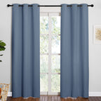 NICETOWN Triple Weave Thermal Insulated Ring Top Blackout Window Curtains for Guest Room (Stone Blue, Double Panels, 42 inches x 84 inches)