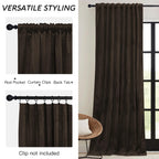 RYB HOME Brown Blackout Curtains 84 inches Long Velvet for Bedroom
