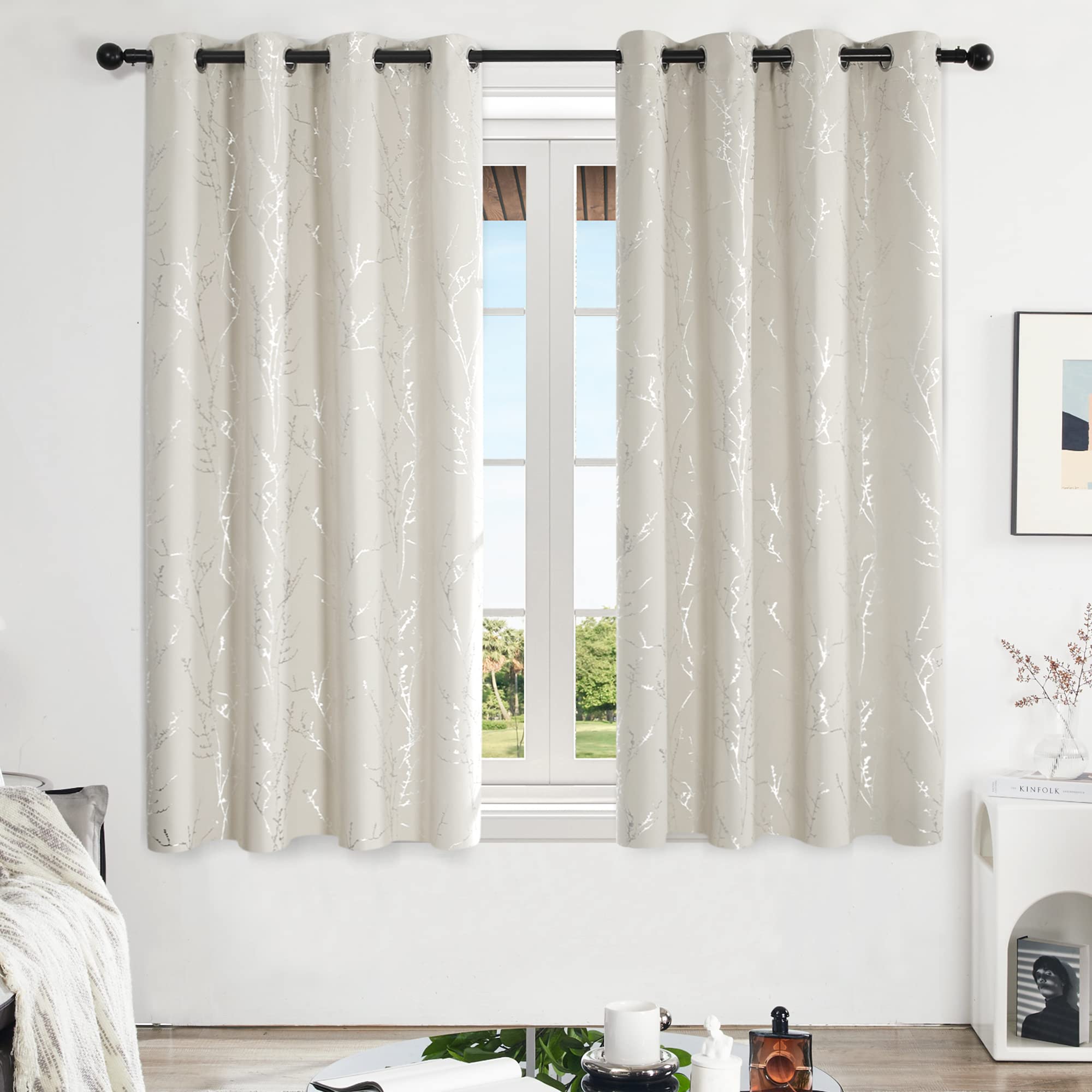 Deconovo Living Room Curtains 63 Inches Long, Blackout Curtains for Bedroom