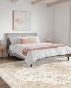 AMADA HOMEFURNISHING 8x10 Washable Area Rug, Low-Profile Large Area Rug with Non-Slip Backing & Durable Edge Binding, Vintage Large Rugs for Living Room, Bedroom, Dinning Room