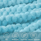 BEDELITE Fleece Blanket Twin Size for Bed Couch, 3D Jacquard Decorative Light Blue Throw Blanket, Soft and Cozy Warm Plush Fuzzy Blanket All Seasons Suitable, 60x80Inches