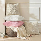 decorUhome Throw Pillow Covers 12x20 Inch Set of 2, Soft Plush Faux Wool Beige Solid Couch Pillow Covers, Accent Farmhouse Neutral Rectangle Pillow Cases for Sofa Bed Living Room