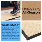 GORILLA GRIP 100% Waterproof All-Season WeatherMAX Doormat US Designed Natural Rubber, Stain and Fade Resistant, Low Profile Indoor Outdoor Door Mats, Easy Clean Patio Mat, 29x17, Modern Latte
