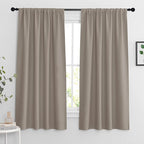 RYB HOME Extra Wide Blackout Curtains for Bedroom Living Room 63 inches Long, Thermal Insulated Privacy Drapes for Nursery Home Theater Dining Room, Width 62 by Length 63, Sand, 2 Panels