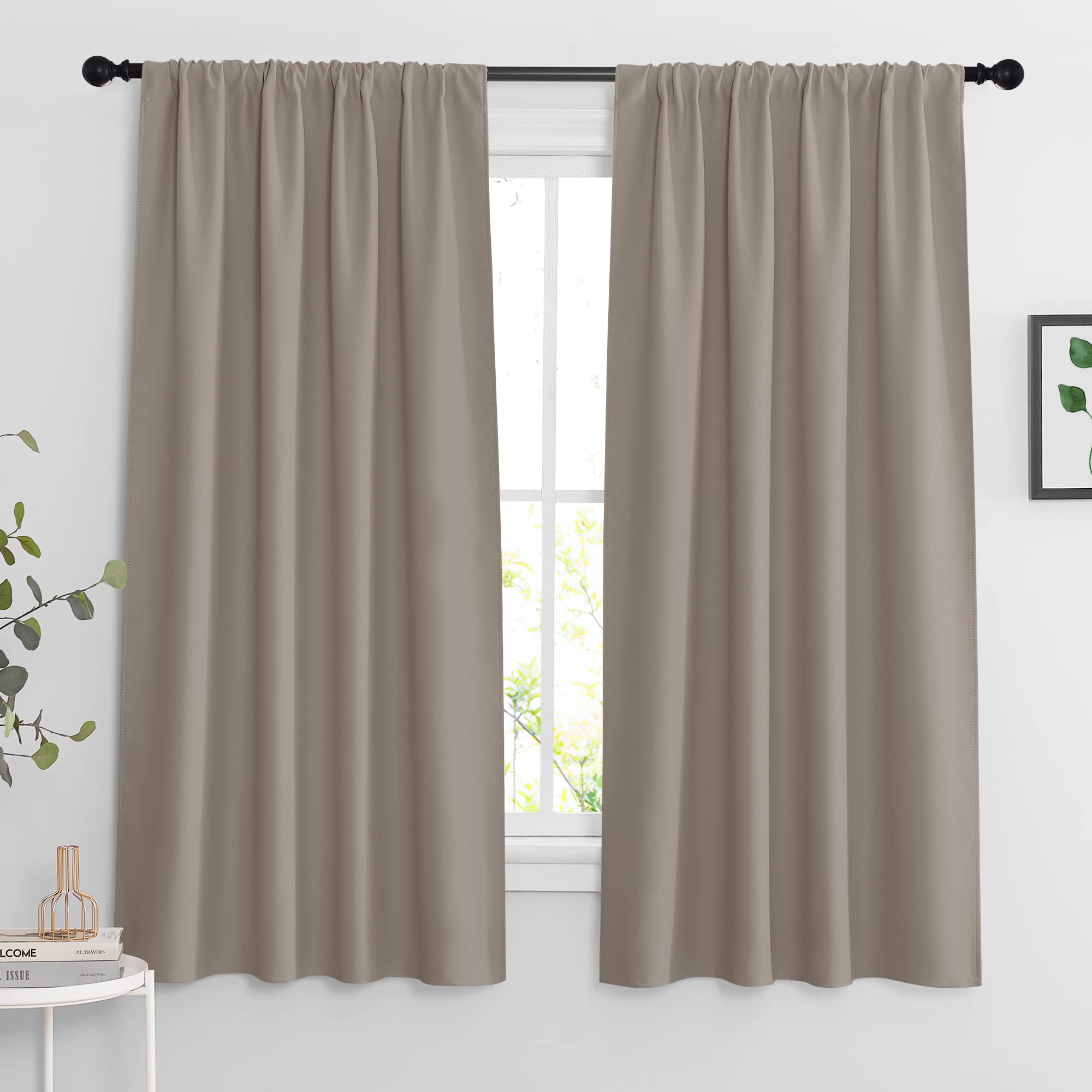 RYB HOME Extra Wide Blackout Curtains for Bedroom Living Room 63 inch Long