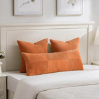 Fancy Homi 2 Packs Burnt Orange Decorative Throw Pillow Covers 20x20 Inch for Living Room Couch Bed Sofa, Rustic Farmhouse Boho Home Decor, Soft Corss Corduroy Patchwork Accent Cushion Case 50x50 cm