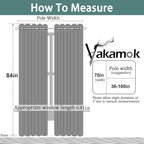 Yakamok Dove Grey Room Darking 84 Inch Length 2 Panel Sets for Livingroom Dining Room Darkening Thermal Insulated Bay Window Hotel Modern Elegant Black Out Sunblock Curtins/Bedroom,70 x 84 Inches