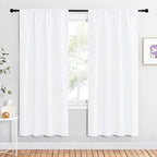 NICETOWN 50% Light Blocking Kitchen Curtains - Window Treatment Rod Pocket Curtains/Drapes for Bedroom (2 Panels, 42 by 72, White)