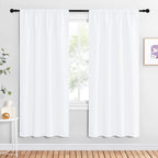 NICETOWN 50% Light Blocking Kitchen Curtains - Window Treatment Rod Pocket Curtains/Drapes for Bedroom (2 Panels, 42 by 72, White)