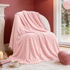 BEDELITE Fleece Blanket Twin Size for Bed Couch, 3D Jacquard Decorative Pink Throw Soft and Cozy Warm Plush Fuzzy Blanket All Seasons Suitable, 60x80Inches