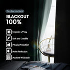 SimpleHome Aqua 100% Blackout Curtains Room Darkening Living Room 63 Inch