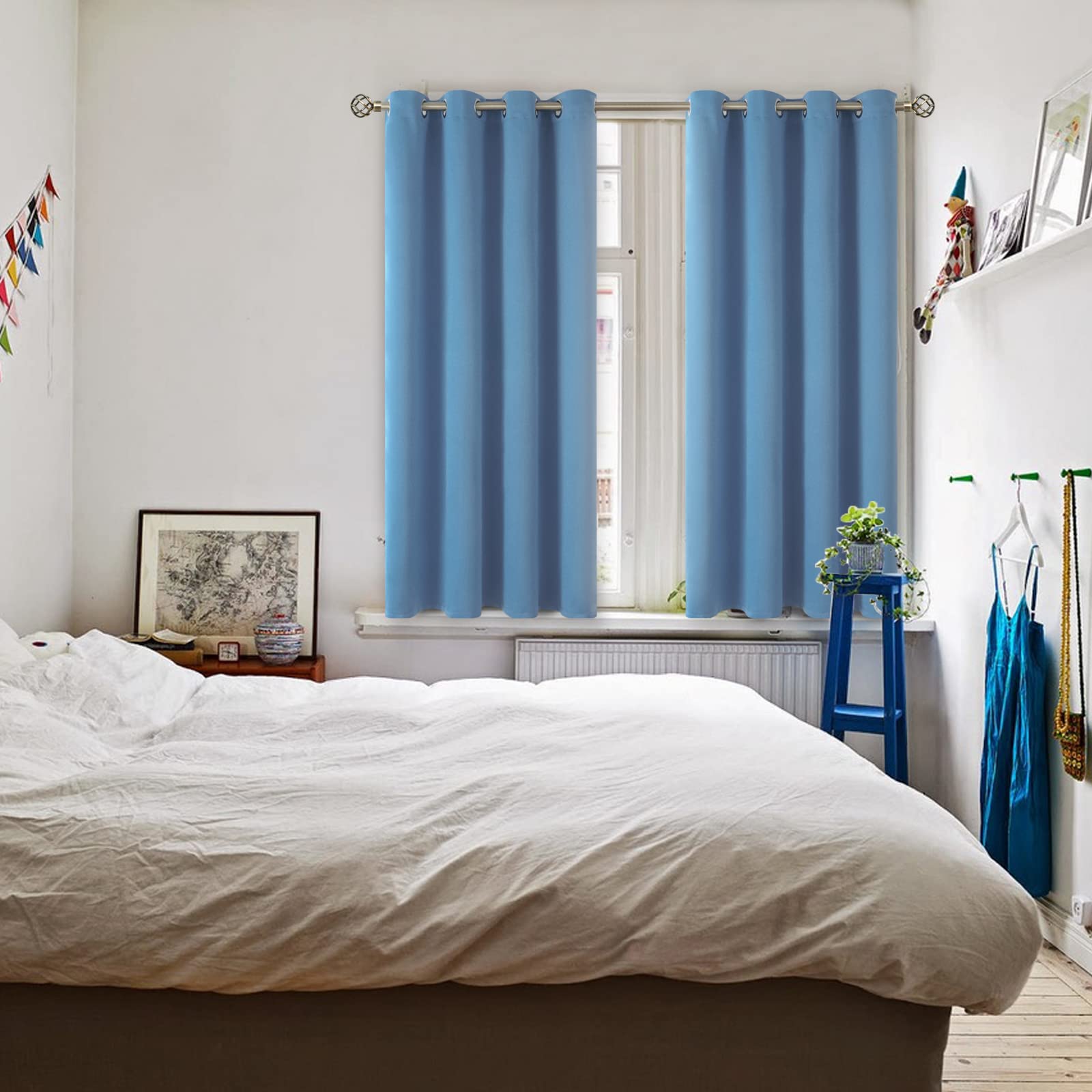 BGment Denim Blue Blackout Curtains for Bedroom 54 Inch Long - 2 Panels