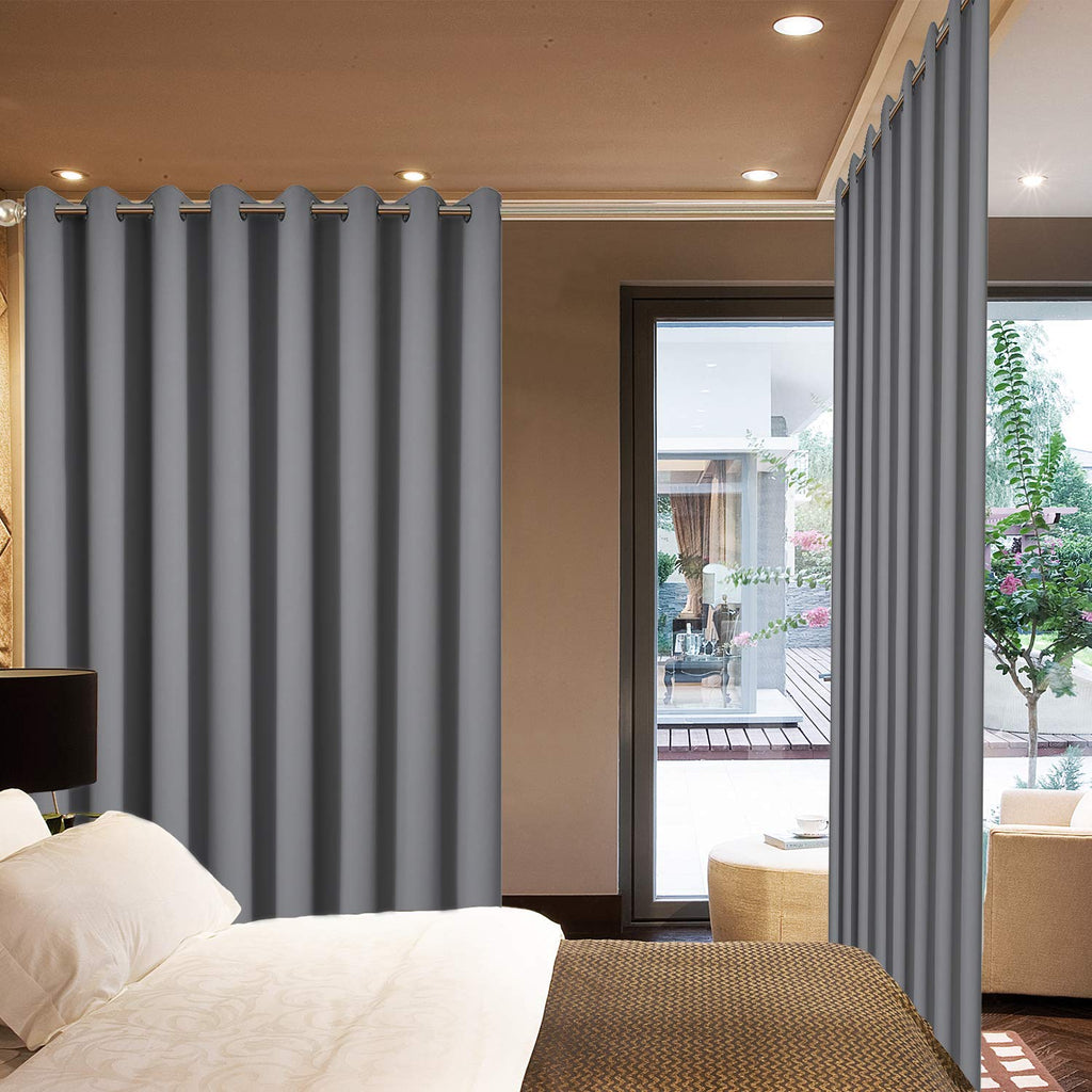 Yakamok Grey Room Darkening Curtains 84 inch Gray Sliding Door Drapes