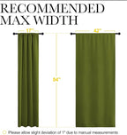 NICETOWN Christmas Decoration Blackout Curtain for Kitchen Window, Function Thermal Insulated Blackout Panels for Bedroom, 1 Pair, Olive Green, Rod Pocket Style, 42 by 84 inches