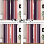 Yakamok Blackout Ombre Dark Pink and Dark Purple Curtains-Gradient Room Darkening Curtain, Grommet Thermal Insulated Light Blocking Window Drapes/Curtains for Living Room Bedroom,52 x 84 Inch,2 Panels