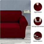 Joccun Red Dahlia Polyester Spandex Waterproof Solid Stretch Sofa Cover