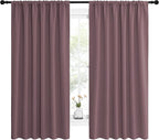 NICETOWN Blackout Curtains for Bedroom, Home Decorations Thermal Insulated Solid Rod Pocket Blackout Drapes for Cafe (Dry Rose, One Pair, 62 x 63-inch)