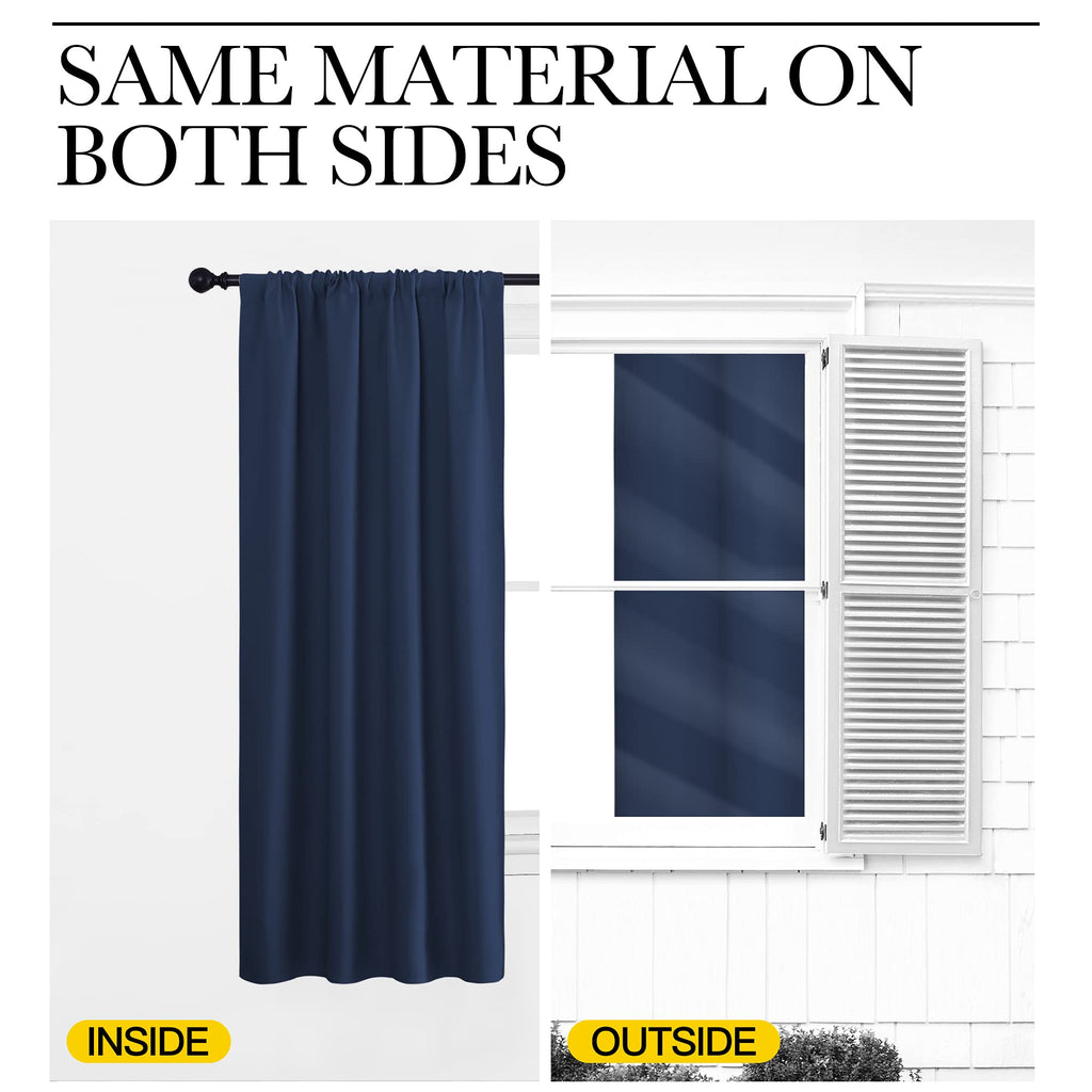 NICETOWN RV Blackout Curtains for Camper Windows, Kitchen Curtains, Short Blackout Drapes, Thermal Insulated Rod Pocket Window Treatment Draperies for Nursery (Navy, 42" x 36", Set of 2)