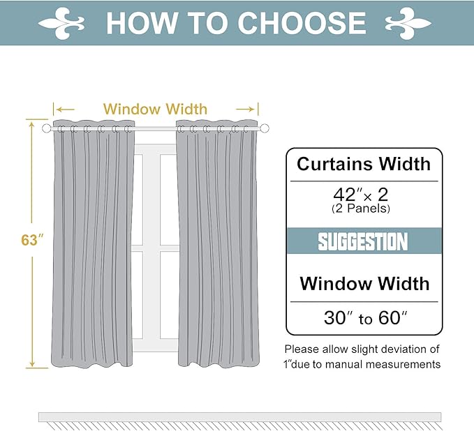 ChrisDowa Room Darkening Curtains for Bedroom and Living Room 63 Inch Long