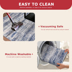 KOZYFLY Abstract Rugs for Entryway 2x3 Washable Small Area Rug Grey-Blue