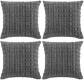 Fancy Homi 4 Packs Dark Grey Decorative Throw Pillow Covers 18x18 Inch for Living Room Couch Bed, Rustic Modern Farmhouse Boho Home Decor, Soft Plush Corduroy Cute Accent Square Cushion Case 45x45 cm