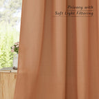 NICETOWN Linen Burnt Orange Window Curtains 84 inches Long, Grommet Thick Linen Blend Window Treatments Privacy Assured with Light Filtering for Bedroom/Living Room, W42 x L84