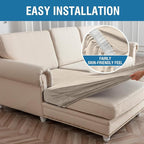 Taque Couch Cover 4-Piece Elastic Velvet Couch Cushion Covers & Chaise Slipcovers for L-Shaped Sofas - Sofa Seat Covers Washable, Soft Protector for Couches (3 Seater + Chaise, Taupe)