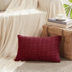 Fancy Homi 4 Packs Burgundy Decorative Throw Pillow Covers 12x20 Inch for Living Room Couch Bed, Holiday Christmas Home Decor Gift, Soft Plush Corduroy Cute Square Accent Cushion Case 30x50 cm
