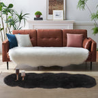 Faux Fur Rug for Bedroom, Fluffy Runner Rugs Soft Sheepskin Rug Sofa Couch Seat Cushion, 2x6ft Black Plush Area Rug Shag Rugs Floor Carpets for Nursery Bedside, Cute Shaggy Fuzzy Home Decor