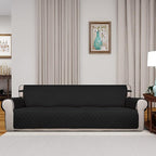 PureFit Reversible Quilted Sofa Cover, Water Resistant Slipcover Furniture Protector, Washable Couch Cover with Non Slip and Elastic Straps for Kids, Dogs, Pets (XX Large, Black/Black)