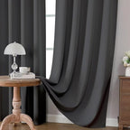 Joydeco Blackout Curtains 90 Inch Length 2 Panels Set, Thermal Insulated Long Curtains& Drapes 2 Burg, Room Darkening Grommet Drapes for Living Room Bedroom Window (Dark Grey, W52 x L90 Inch)