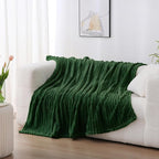 Linecooo Green Fleece Throw Blanket 90”×90” for Couch Sofa Livingroom