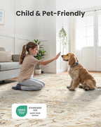 AMADA HOMEFURNISHING Round 5ft Area Rugs, Low-Profile Washable Rug with Non-Slip Backing & Durable Edge Binding, Vintage Rugs for Living Room, Bedroom, Dinning Room
