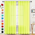 SpaceDresser Basic Rod Pocket Sheer Voile Window Curtain Panels Chartreuse 1 Pair 2 Panels 52 Width 96 Inch Long for Kitchen Bedroom Children Living Room Yard（Chartreuse, 52W x 96L）