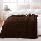 Puncuntex Brown Throw Blanket 60"×80" inches Fuzzy 3D Jacquard Decorative Flannel Fleece Super Soft Plush Cozy Blanket for Couch Sofa Chair Lightweight