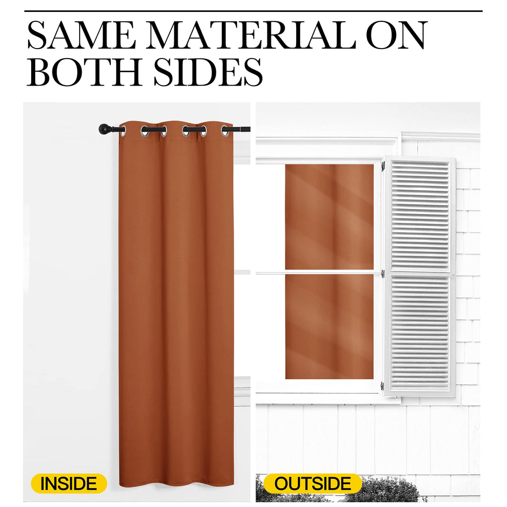 NICETOWN Blackout Halloween Draperies Curtains for Girls Room, Nursery Essential Thermal Insulated Grommet Top Blackout Panels (Burnt Orange, 1 Pair, 34 x 54 inches)