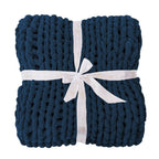 Bigacogo Chunky Knit Throw Blanket for Couch, 40x80 inches, Navy Blue
