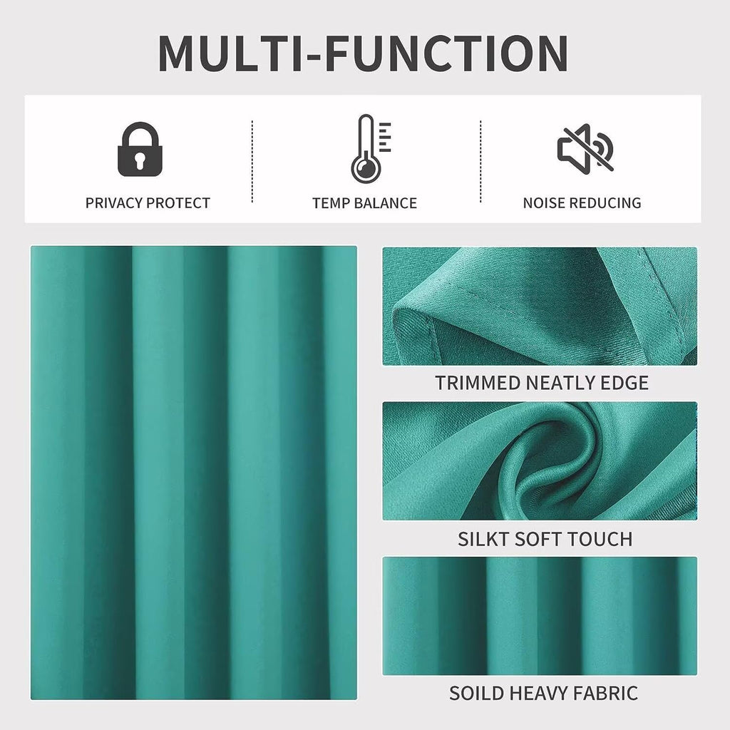 Joydeco Blackout Curtains 72 inches Long 2 Panels Set, Thermal Insulated Long Curtains & Drapes 2 Burg, Room Darkening Grommet Drapes for Bedroom Living Room Windows (W42 x L72 Inch, Peacock Blue)