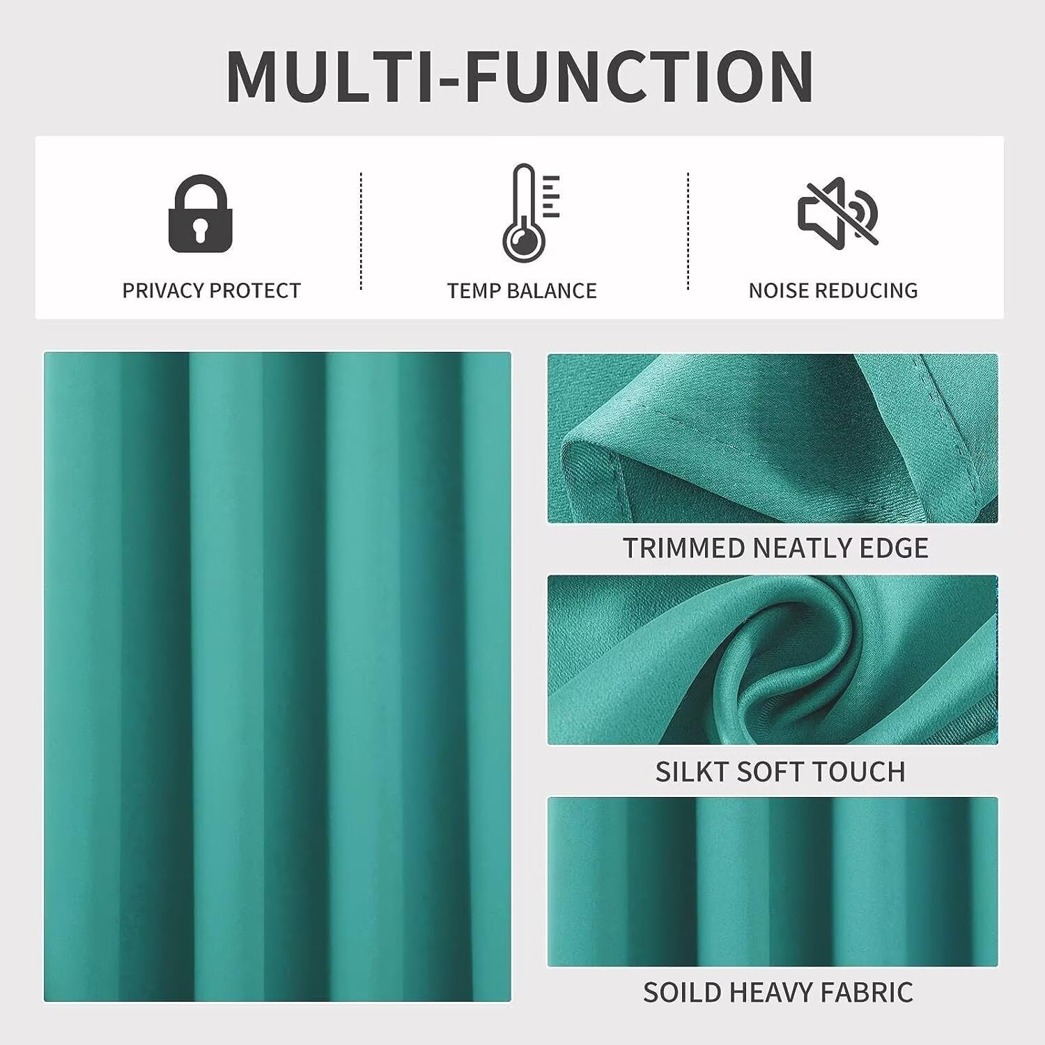 Joydeco Blackout Curtains 72 inches Long 2 Panels Set, Thermal Insulated Long Curtains & Drapes 2 Burg, Room Darkening Grommet Drapes for Bedroom Living Room Windows (W42 x L72 Inch, Peacock Blue)