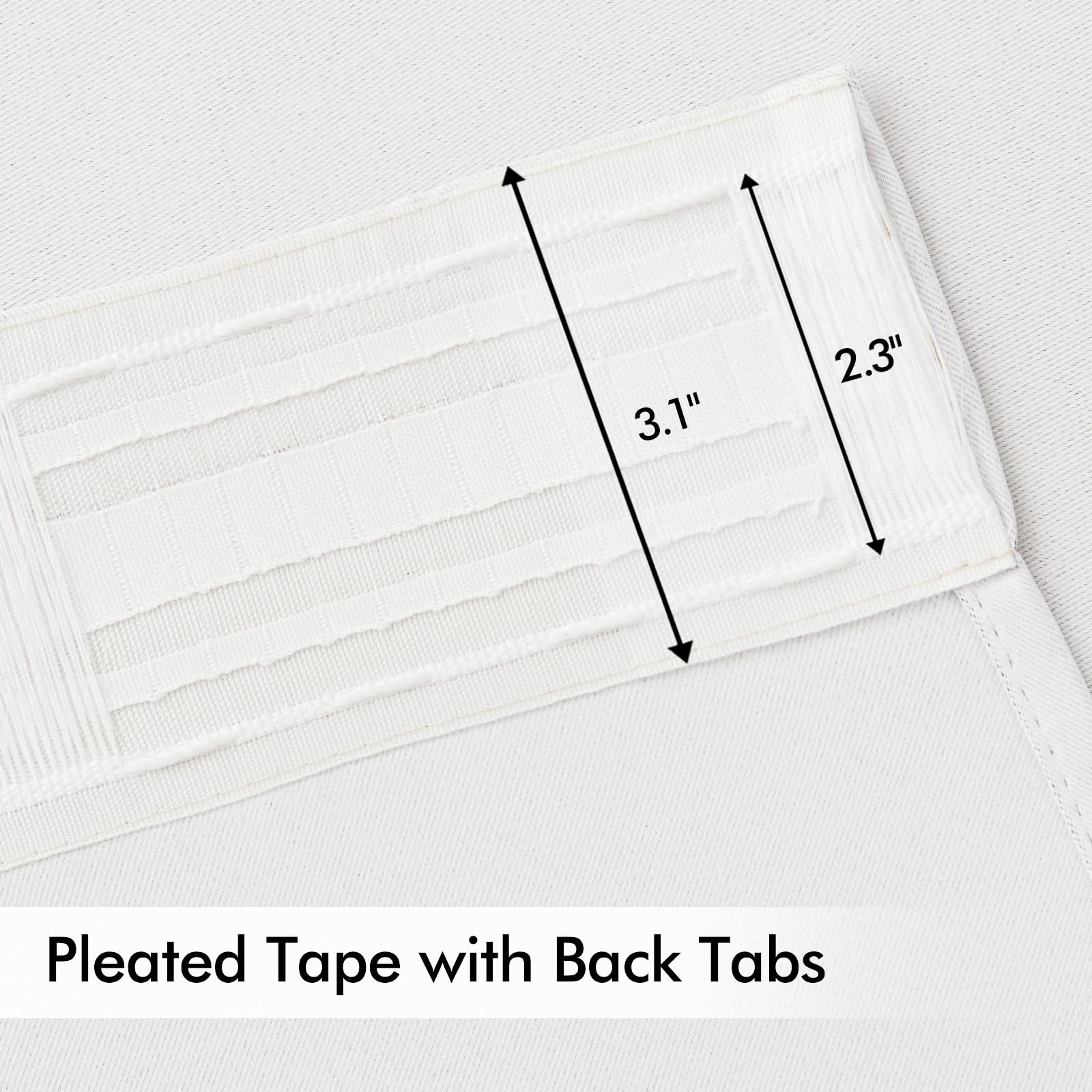 MIULEE Pure White Back Tab Blackout Curtains 52x102 Inch Long 2 Panels Set